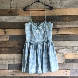 Light Denim Sundress with Sunflower Print